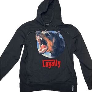 ROKU Studio Loyalty Hoodie Men’s Small Black Dog Graphic Pullover Sweatshirt